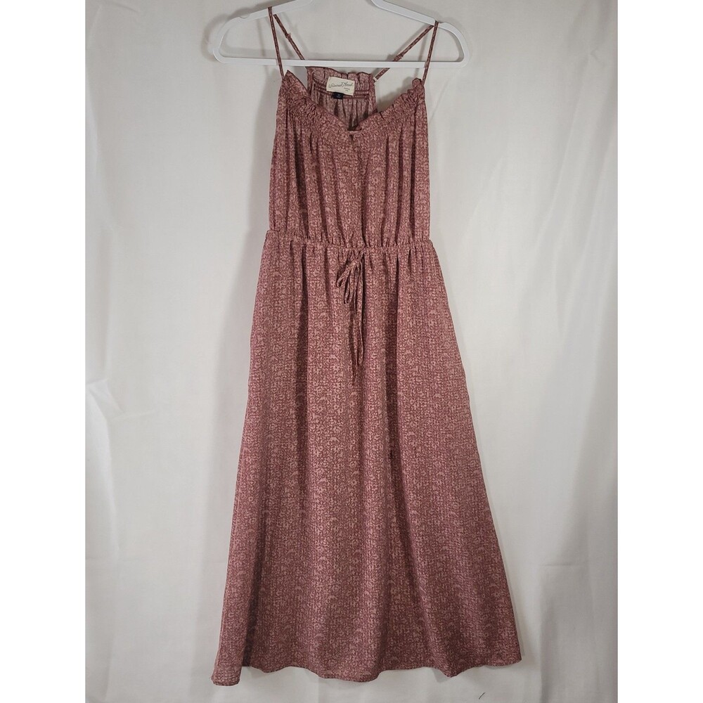 Universal Thread Floral Smocked Midi Boho Sundress XS Blush Mauve Smock Neckline
